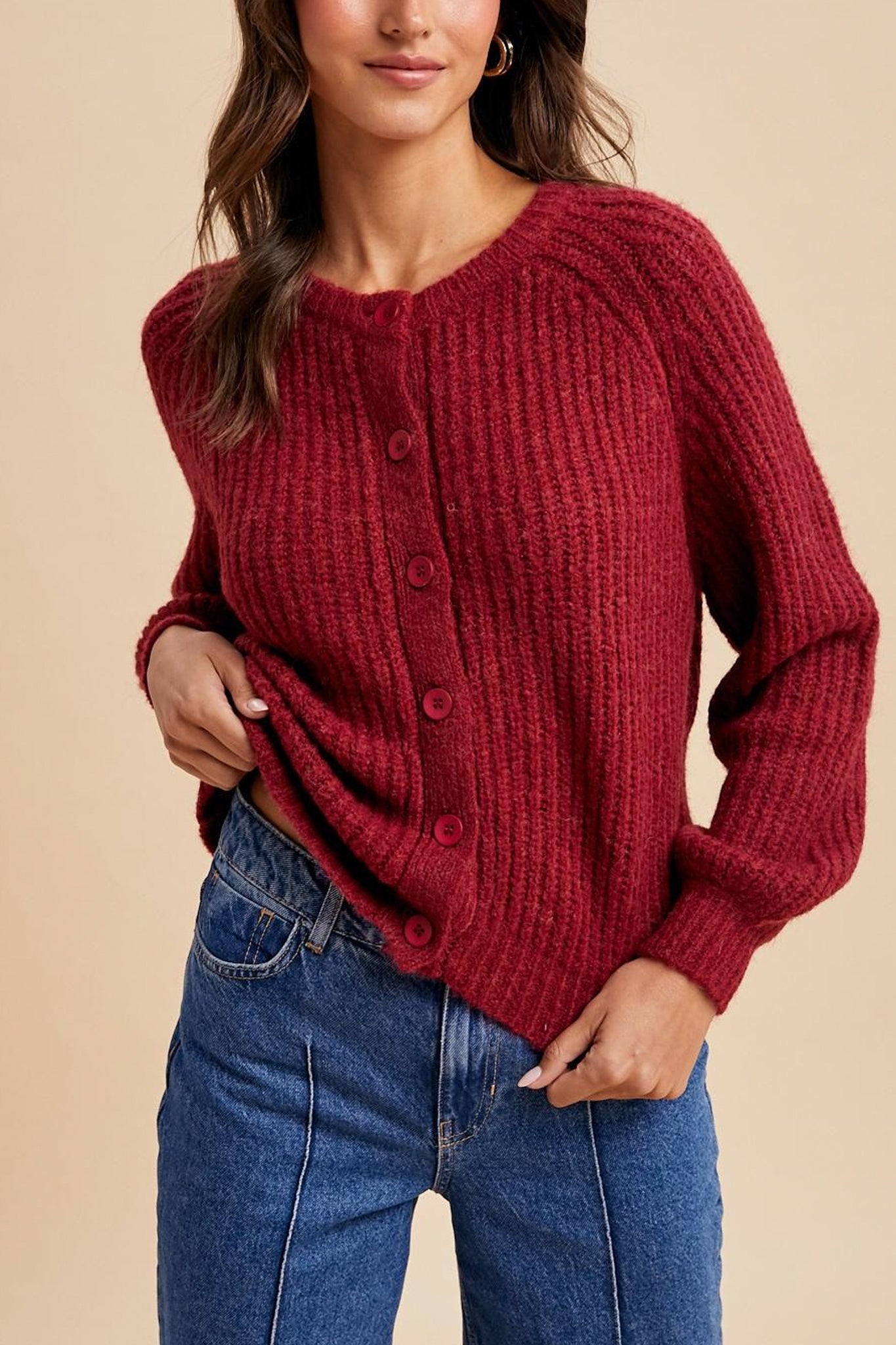 Stitch Cardigan in Burgundy