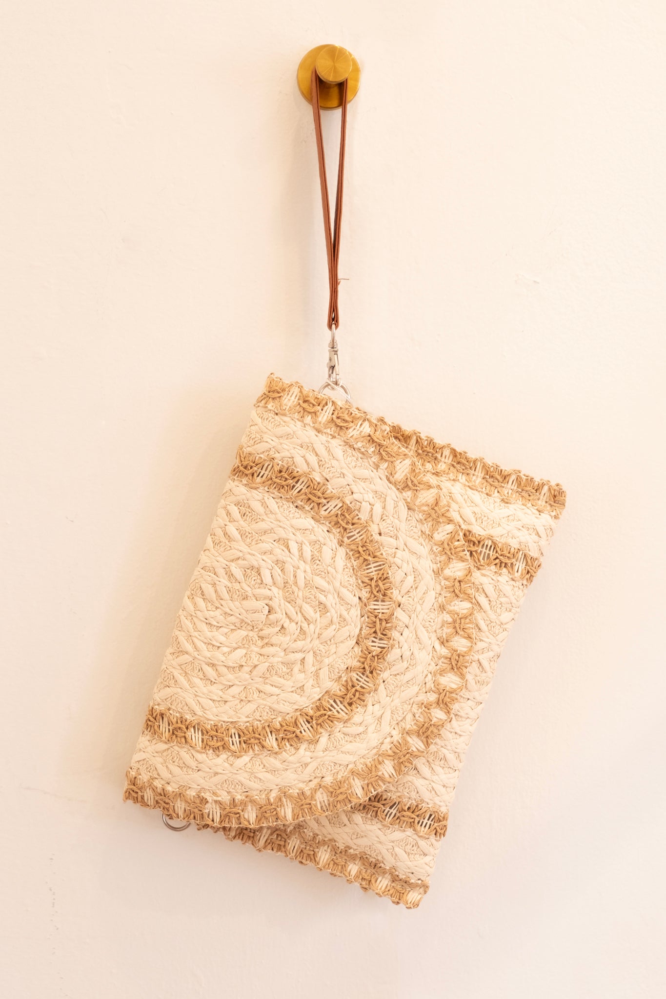 Straw Crossbody Clutch in Beige