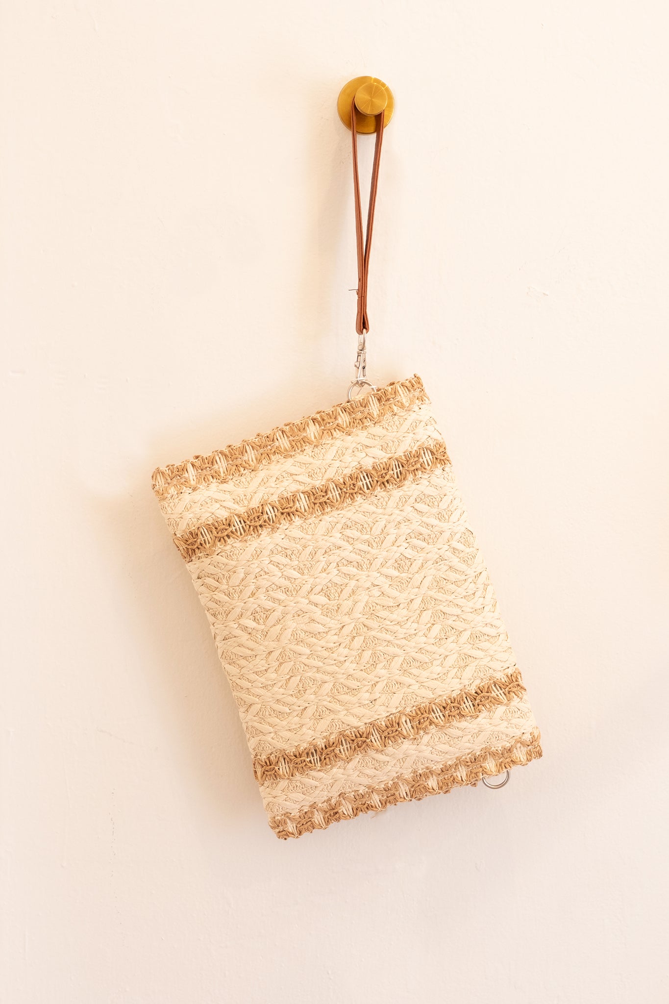Straw Crossbody Clutch in Beige