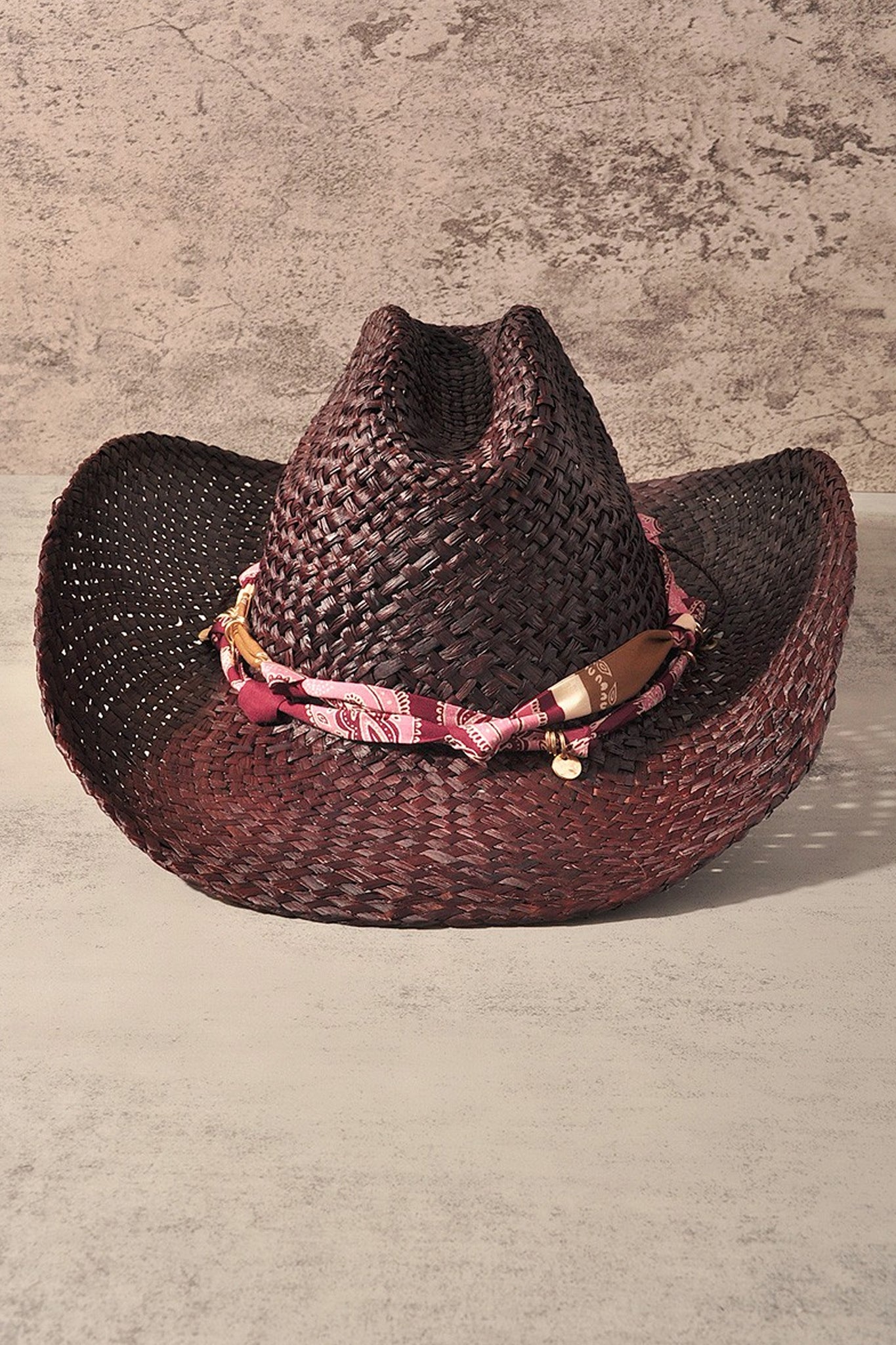 Sundown Raffia Cowboy Hat in Chocolate