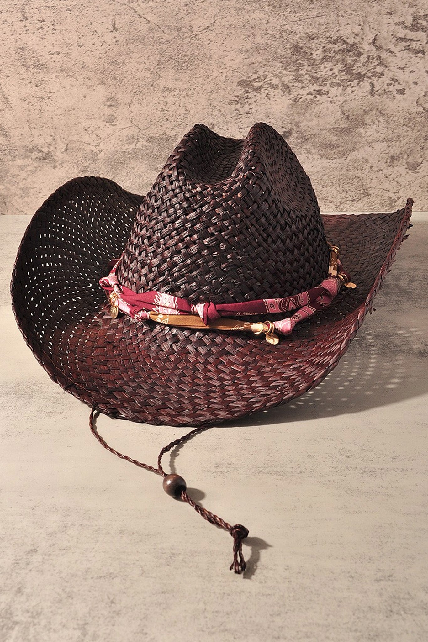 Sundown Raffia Cowboy Hat in Chocolate