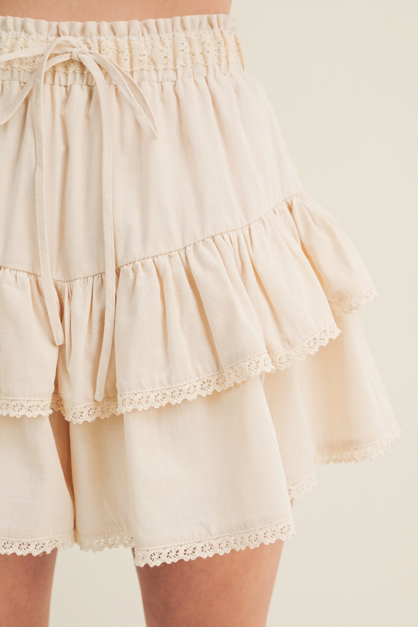 Coastal Lace Tiered Ruffled Skort