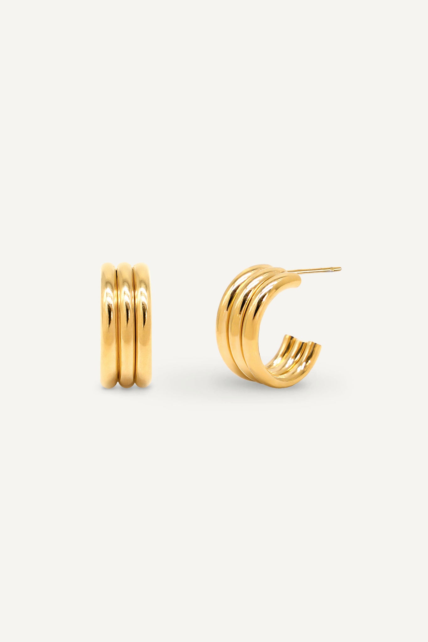 Triple Hoop Earrings in Gold