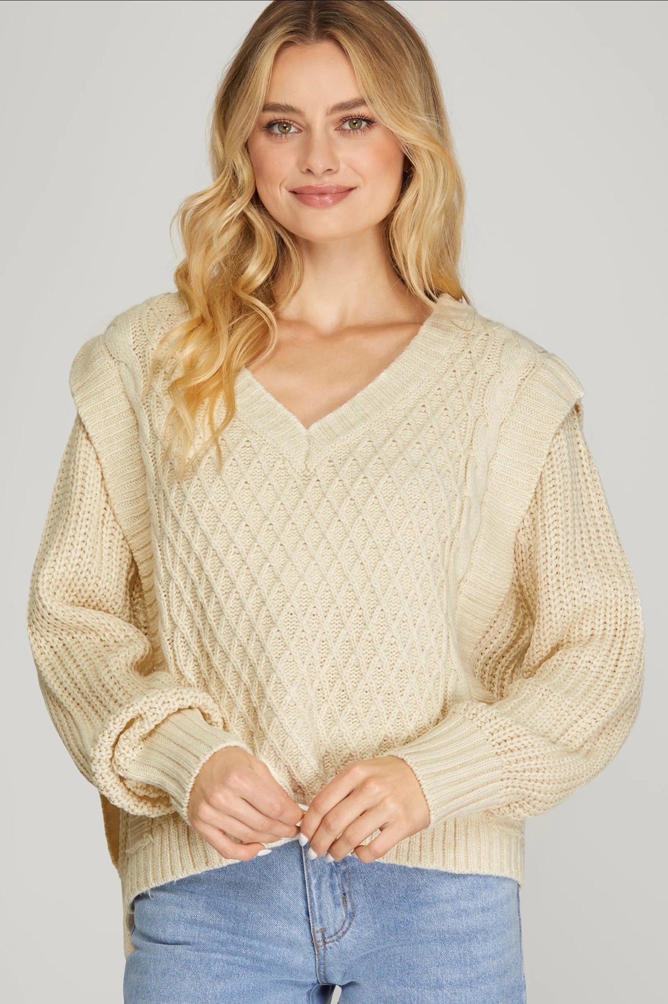 V-Neck Sweater in Ivory
