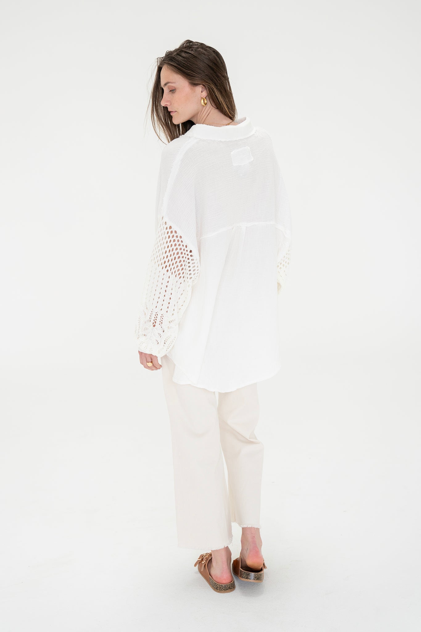 View 8 of Wisteria Cardigan in Off White, a Sweaters from Larrea Cove. Detail: .