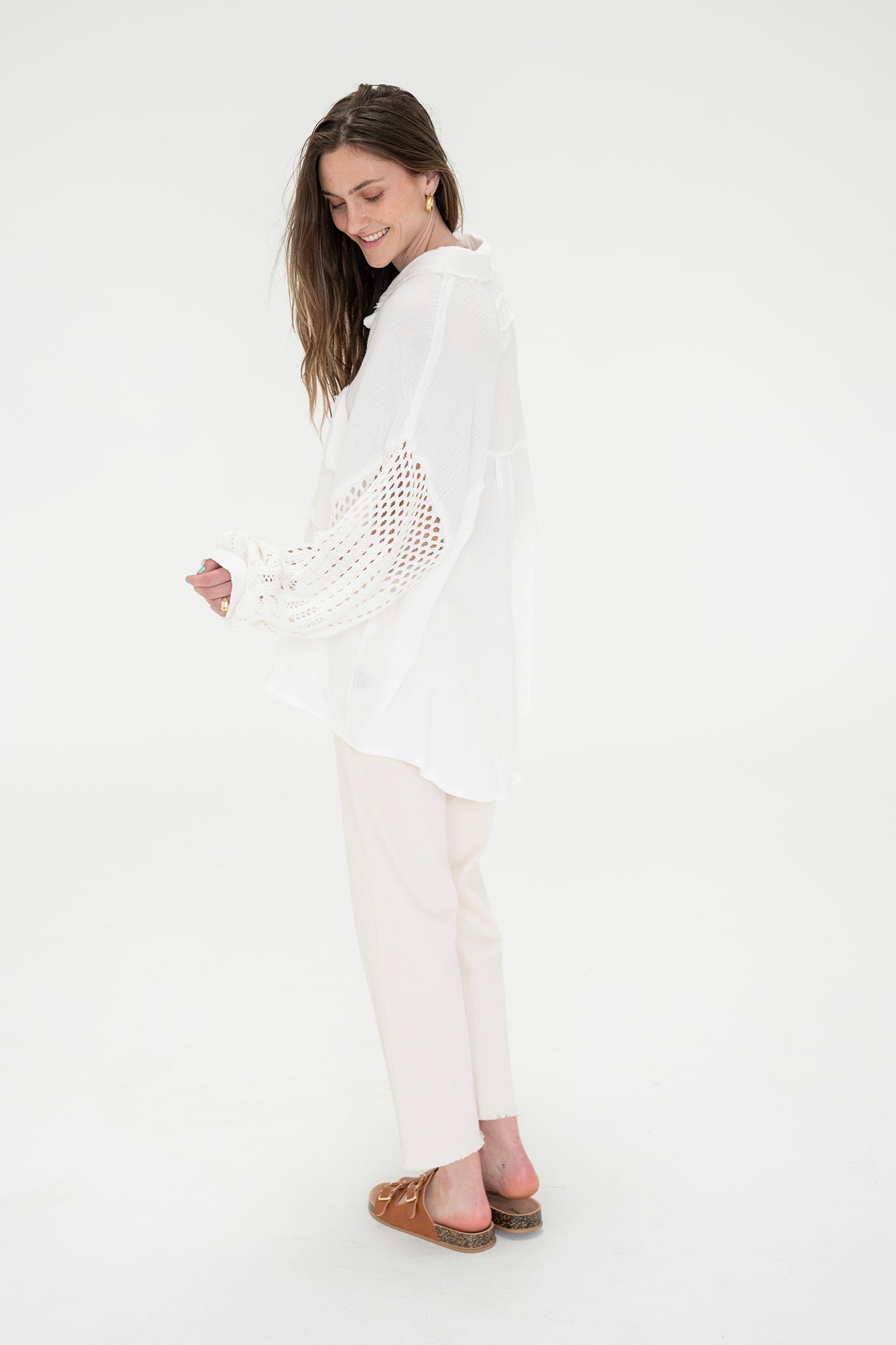 View 7 of Wisteria Cardigan in Off White, a Sweaters from Larrea Cove. Detail: .
