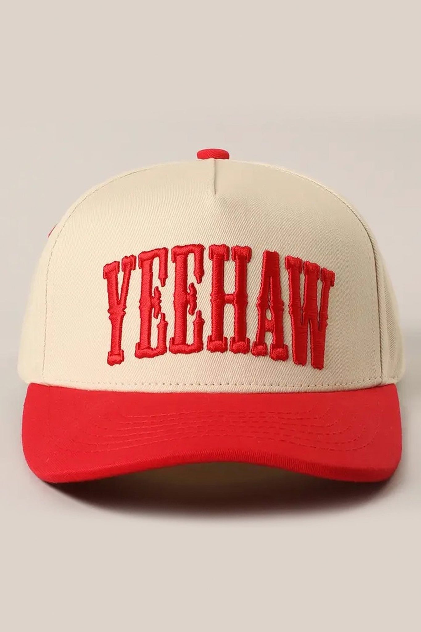 Yeehaw Two-Tone Trucker Hat in Red