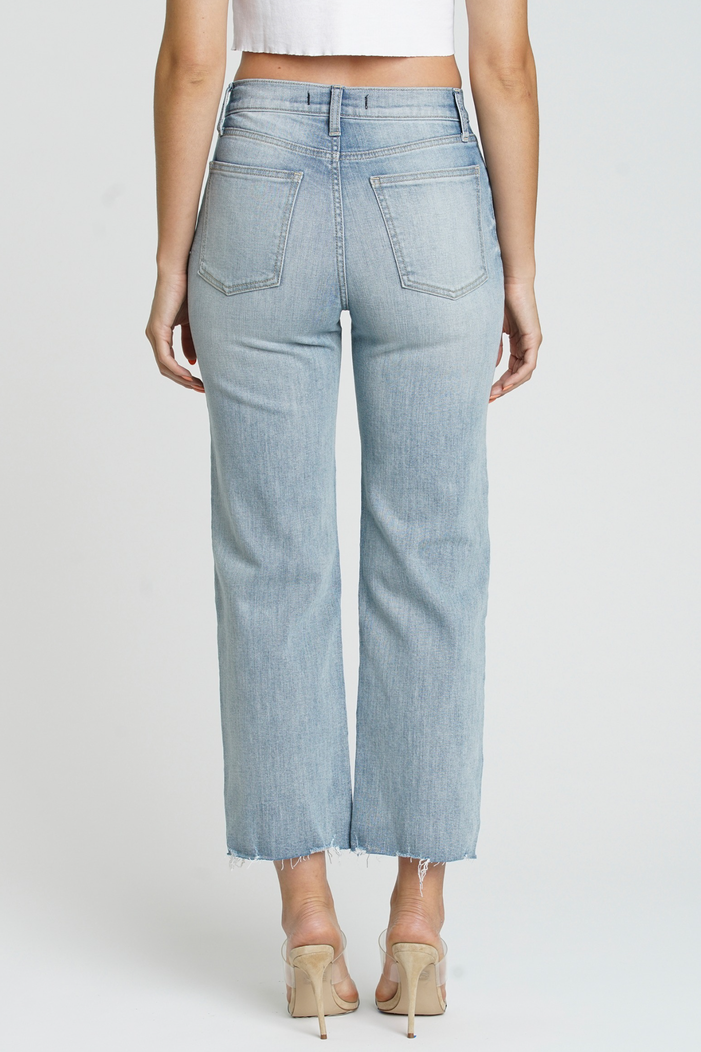 View 3 of Eunina Dawn Wide Leg Jeans in New Moon, a Jeans from Larrea Cove. Detail: .