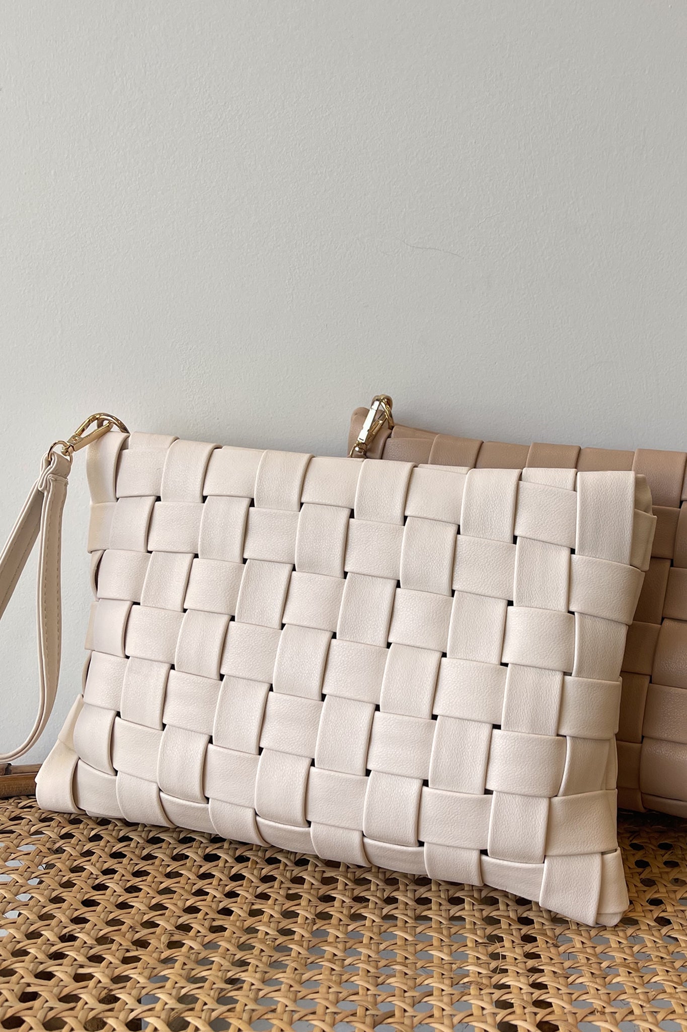 View 2 of Keen Woven Clutch in Ivory, a Bags from Larrea Cove. Detail: .