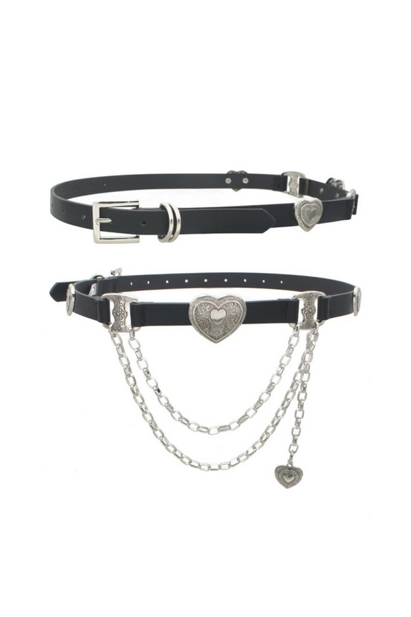 Heart Concho Accented Belt in Black