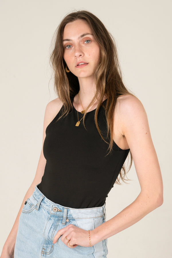 Cori Halter Neck Bodysuit in Black