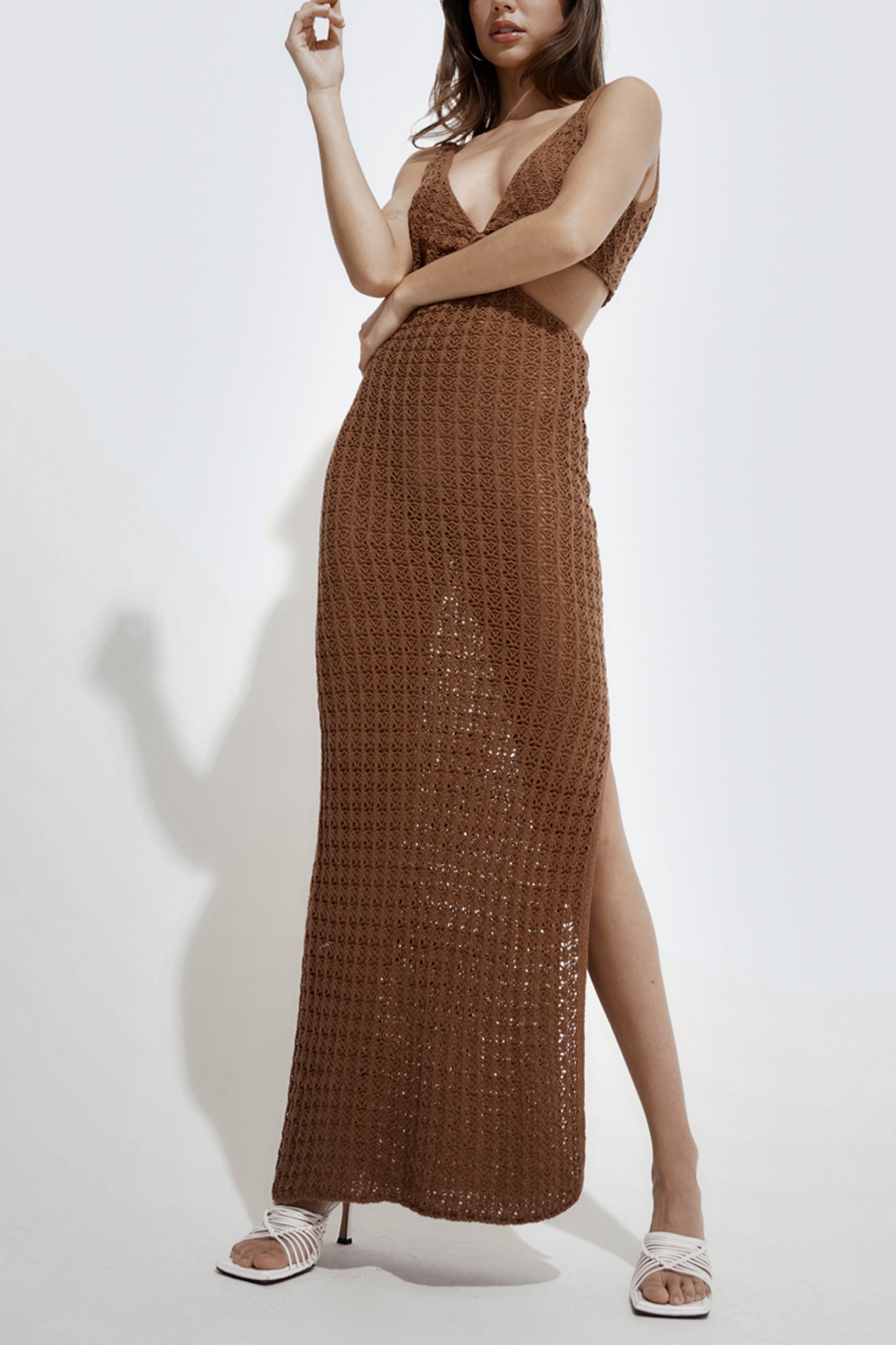 View 2 of Amsonia Dress in Brown, a Dresses from Larrea Cove. Detail: .