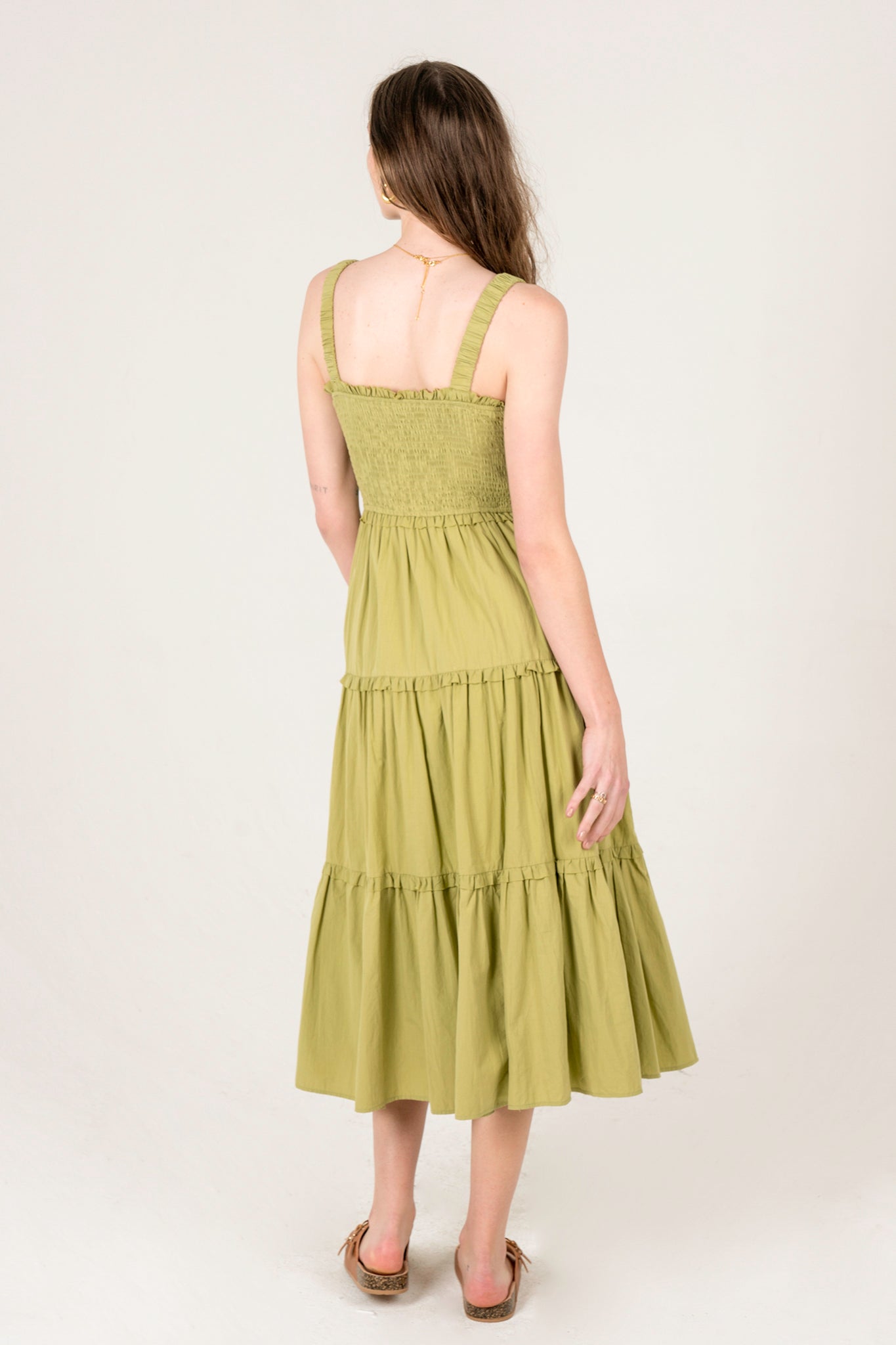 View 4 of Anise Tiered Midi Dress, a Dresses from Larrea Cove. Detail: .