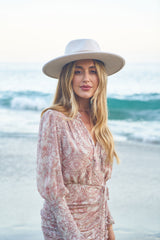 Zoe Pattern Stripe Hat in Ivory