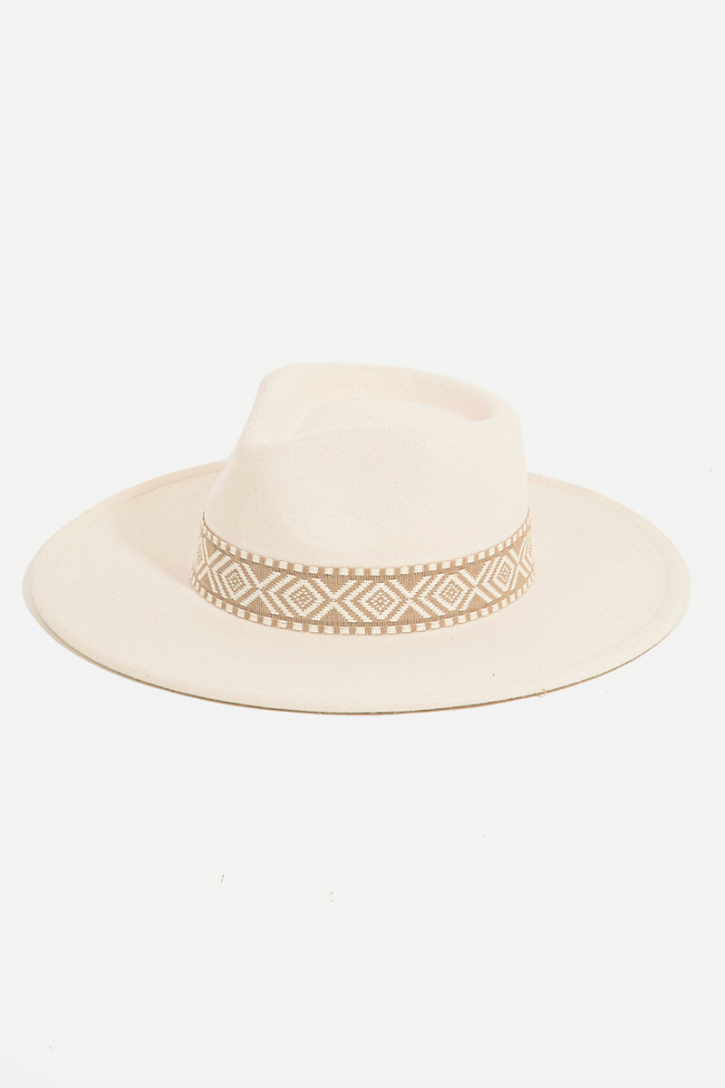 Zoe Pattern Stripe Hat in Ivory