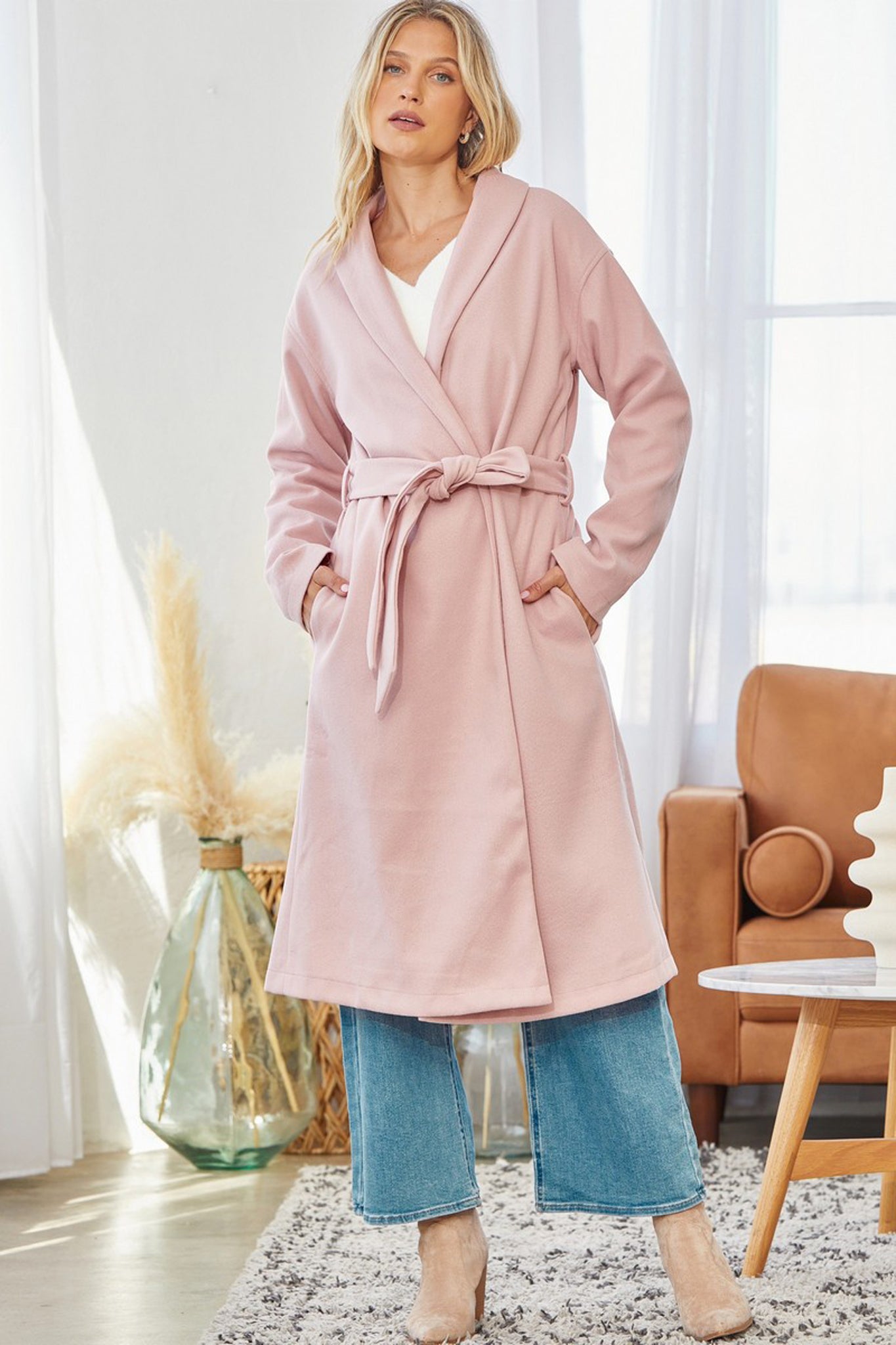 View 3 of Kasas Wrap Coat, a Outerwear from Larrea Cove. Detail: .