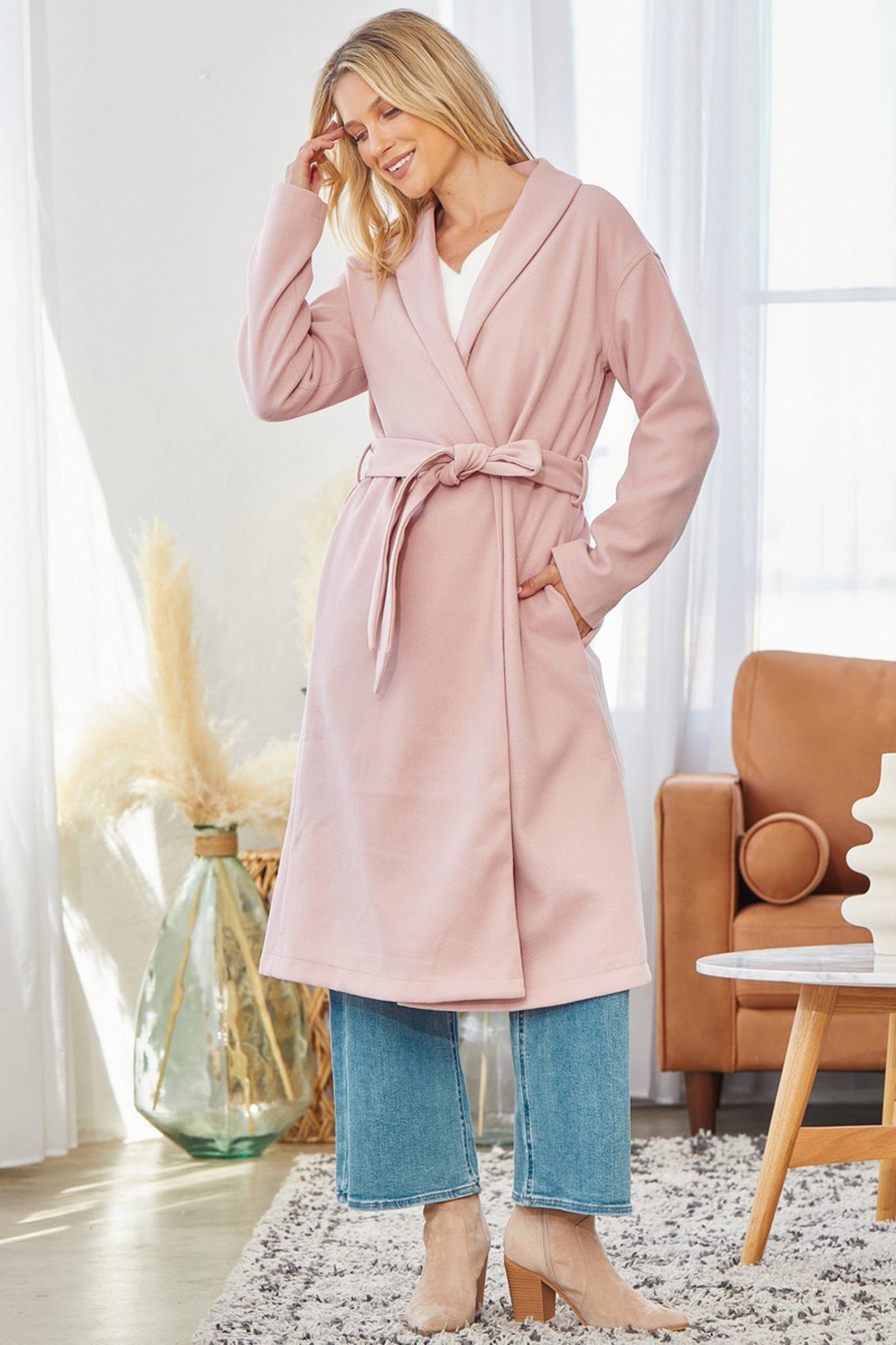View 5 of Kasas Wrap Coat, a Outerwear from Larrea Cove. Detail: .