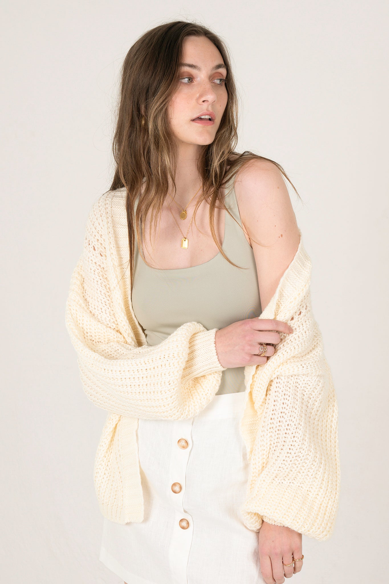 View 3 of Sonoran Balloon Sleeve Cardigan, a Sweaters from Larrea Cove. Detail: .