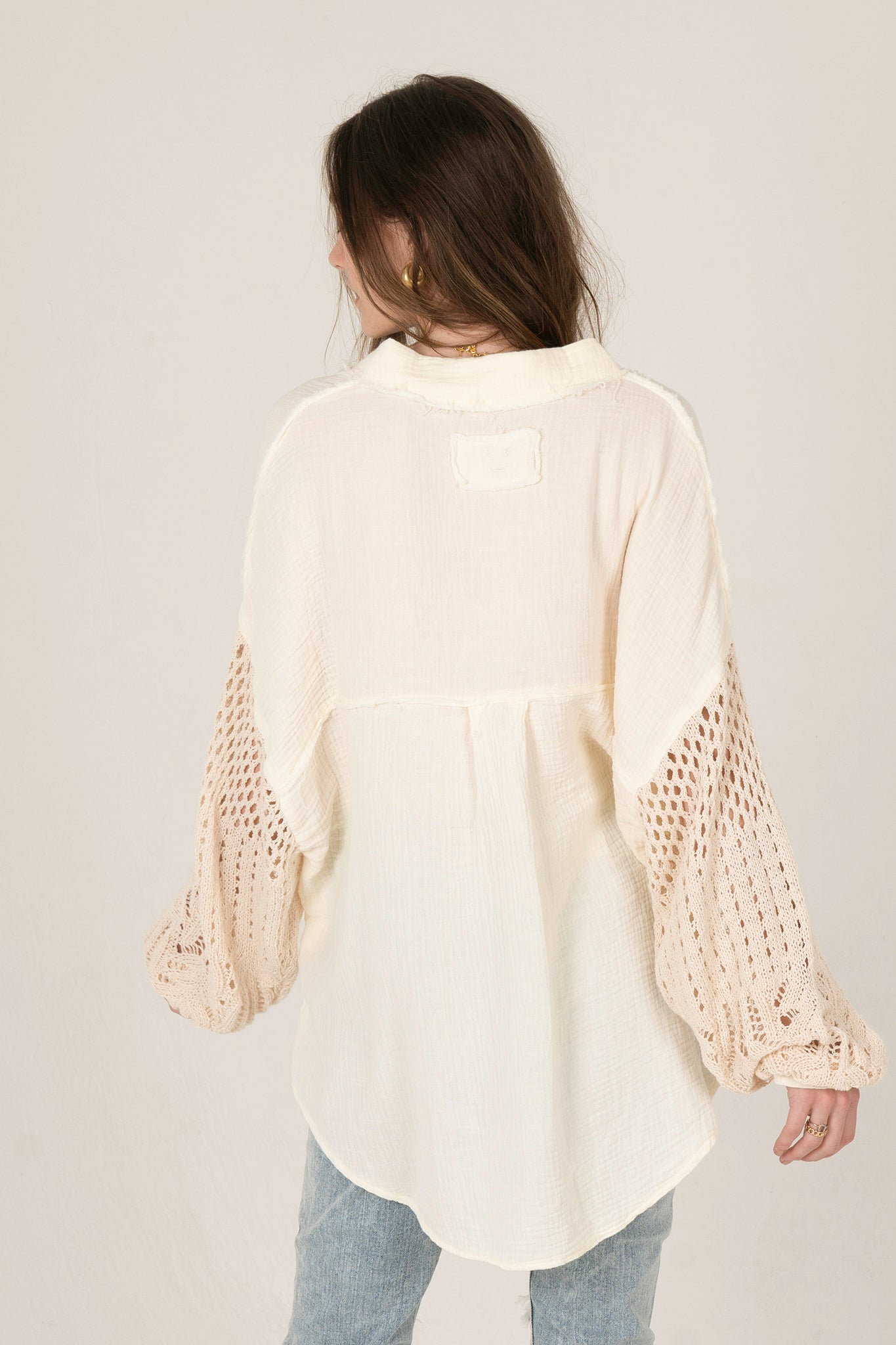 View 3 of Wisteria Cardigan in Cream, a Sweaters from Larrea Cove. Detail: .