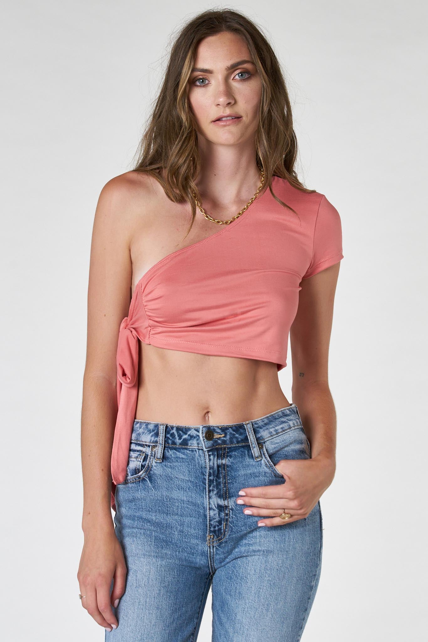 View 1 of Parry Top, a Tops from Larrea Cove. Detail: Keep it simple this season with the ultimate one shoulder cropped Parry Top.