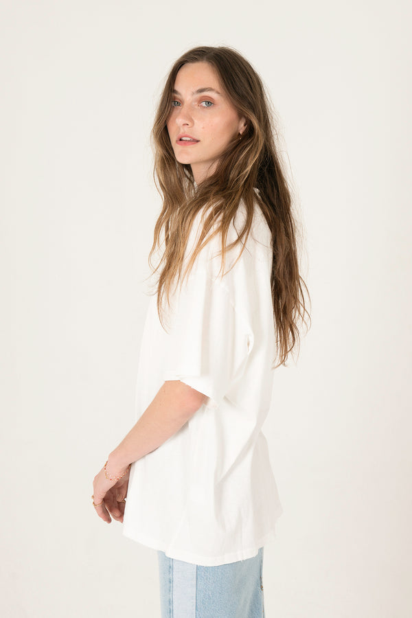 Doire Crew Neck Tee in Off White